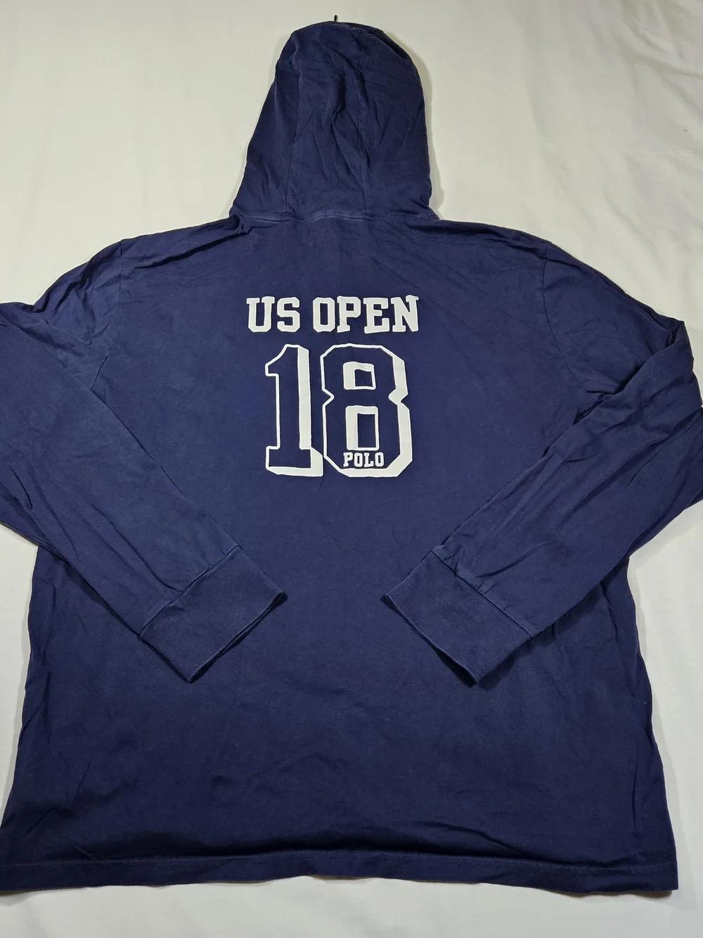 Polo Ralph Lauren 2018 US Open Tennis Men's Hoodie Shirt XL Navy Blue Cotton